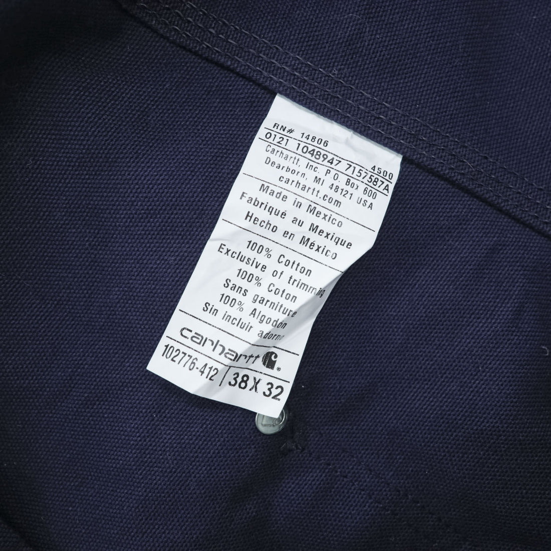 carhartt ダック地 ダブルニー オーバーオール XL 38×32 ネイビー キャンバス 102776-412