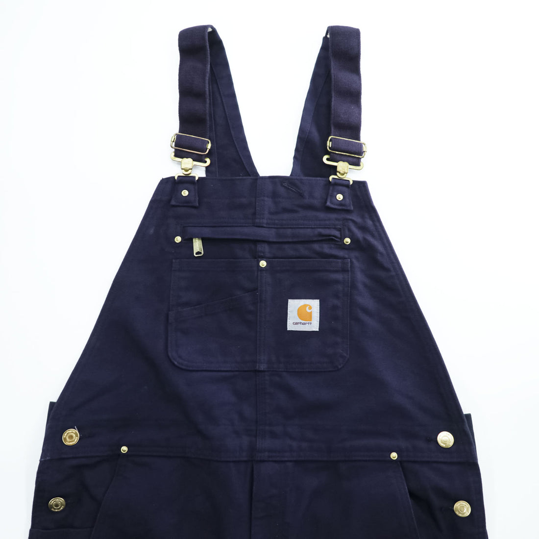 carhartt ダック地 ダブルニー オーバーオール XL 38×32 ネイビー キャンバス 102776-412
