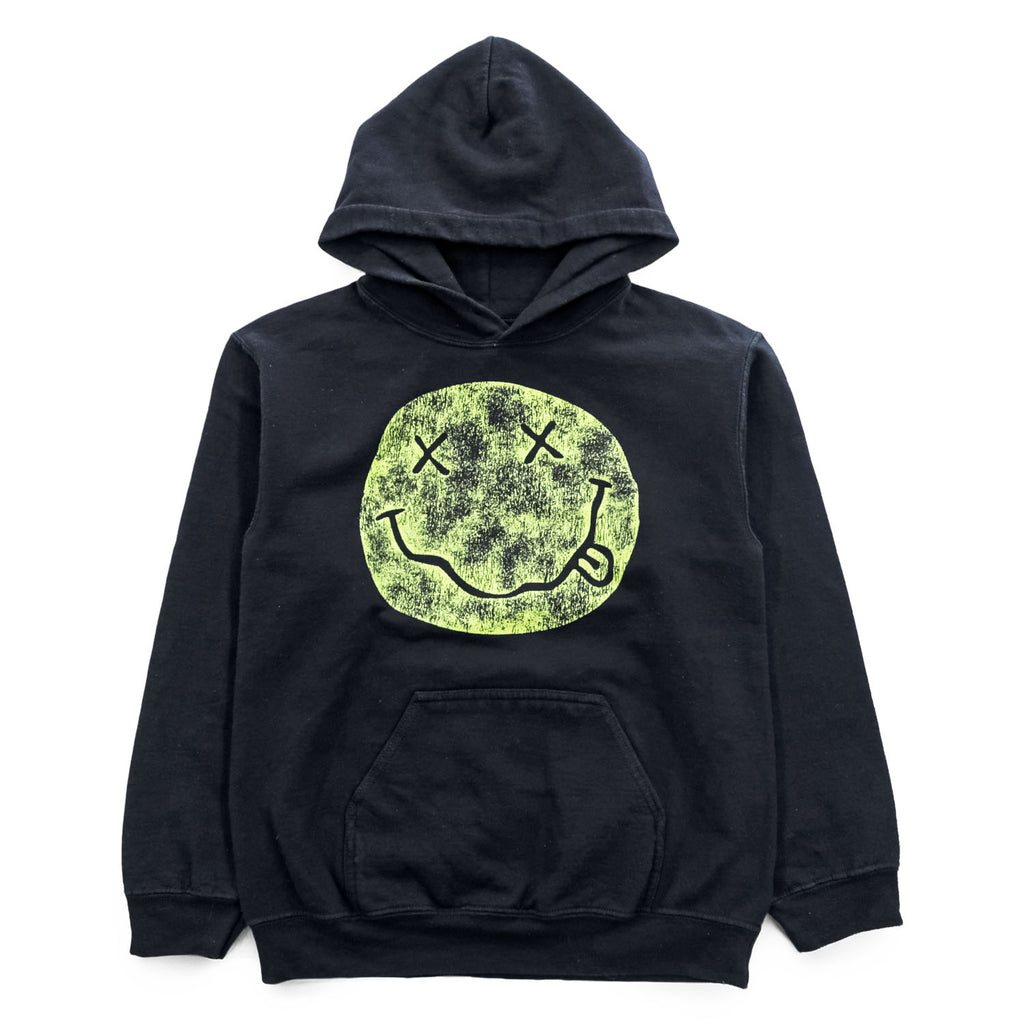 Nirvana I'm So Happy Smiley Face Band Hoodie Black S Sleeve Back Print