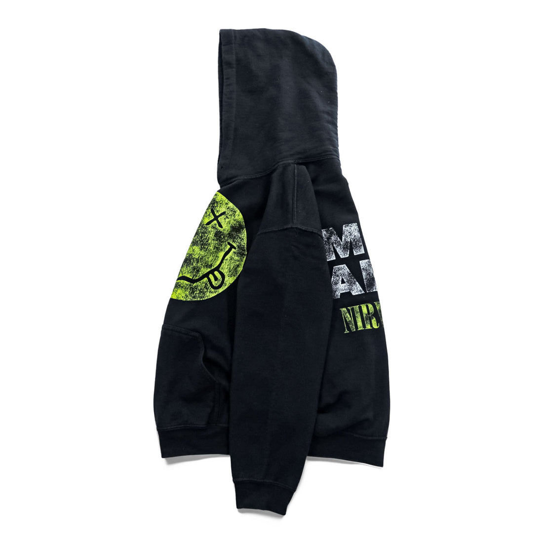 Nirvana I'm So Happy Smiley Face Band Hoodie Black S Sleeve Back Print