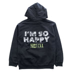 Nirvana I'm So Happy Smiley Face Band Hoodie Black S Sleeve Back Print