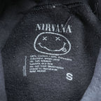Nirvana I'm So Happy Smiley Face Band Hoodie Black S Sleeve Back Print
