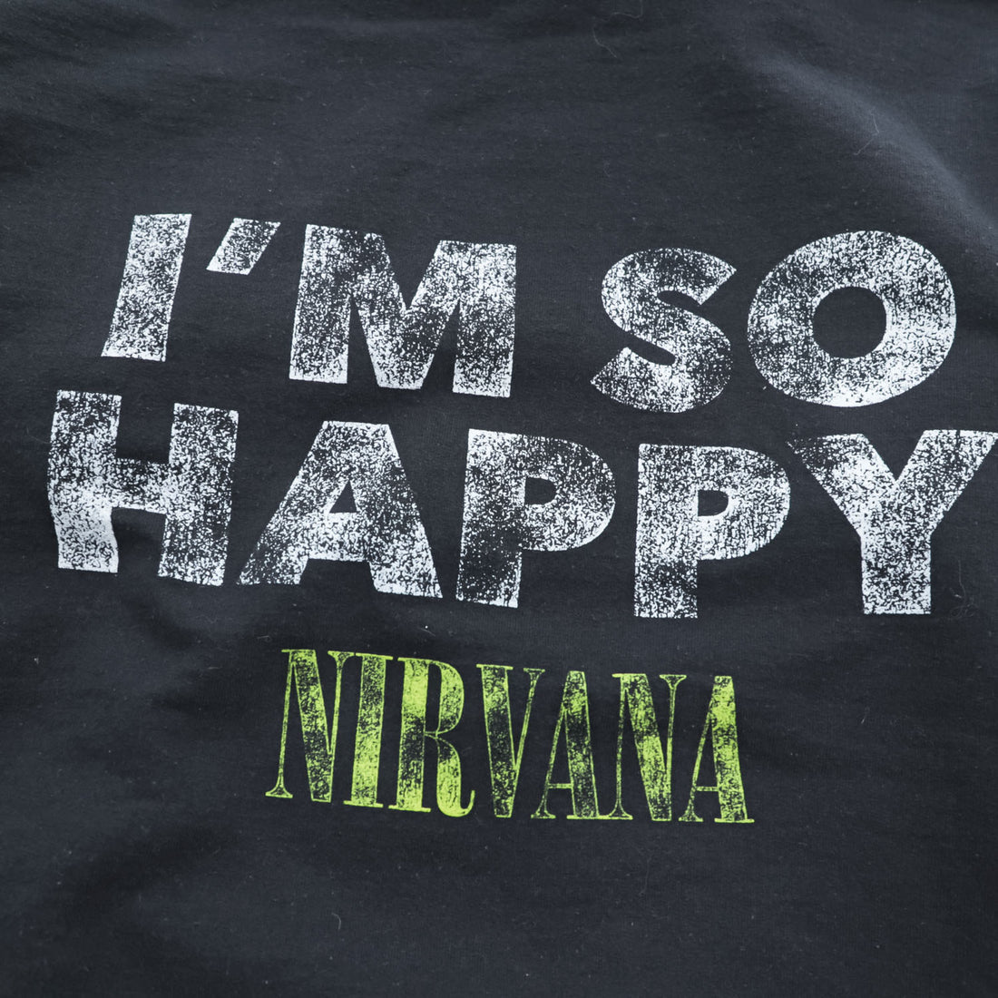 Nirvana I'm So Happy Smiley Face Band Hoodie Black S Sleeve Back Print