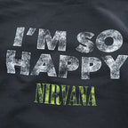 Nirvana I'm So Happy Smiley Face Band Hoodie Black S Sleeve Back Print