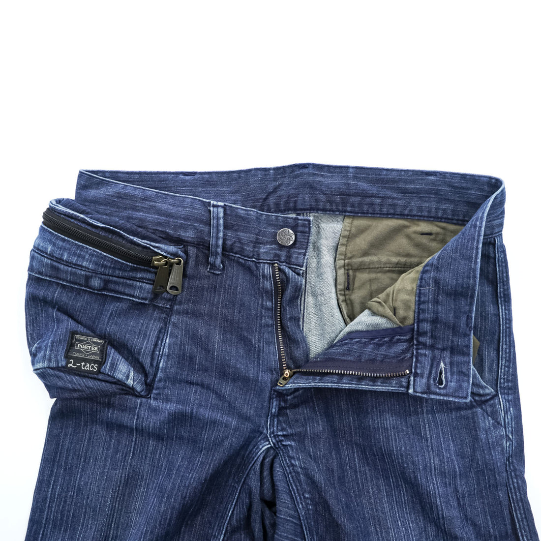 BROWN by 2-tacs x PORTER Made in Japan Stretch Indigo Blue Denim Pants S BP2-P001