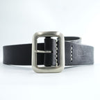 Sugar Cane SC02320 Garrison Black Cowhide Leather Belt Square Buckle Japan