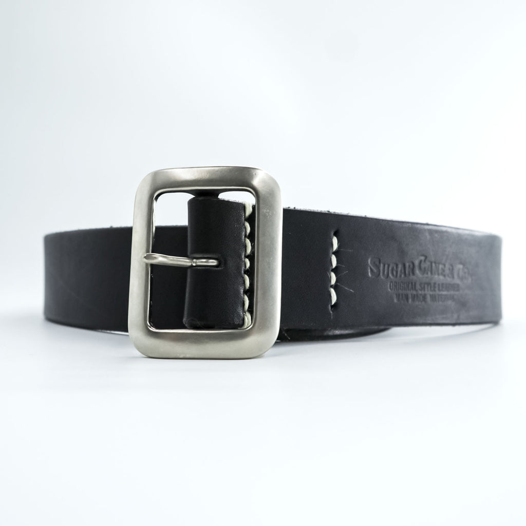 Sugar Cane SC02320 Garrison Black Cowhide Leather Belt Square Buckle Japan