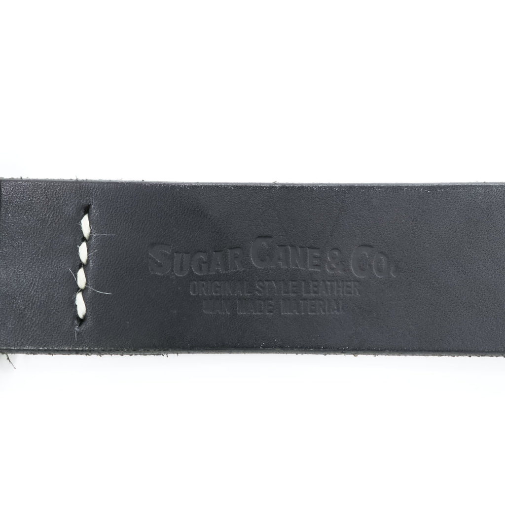 Sugar Cane SC02320 Garrison Black Cowhide Leather Belt Square Buckle Japan
