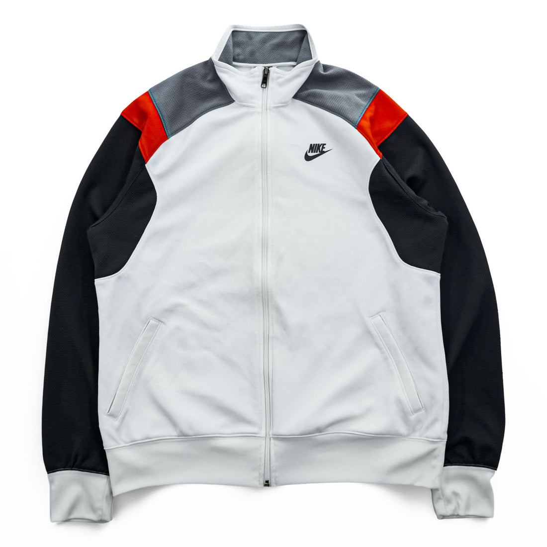 Vintage 90s 00s Nike Sportswear Colorblock Track Jacket White Black Orange Gray XL