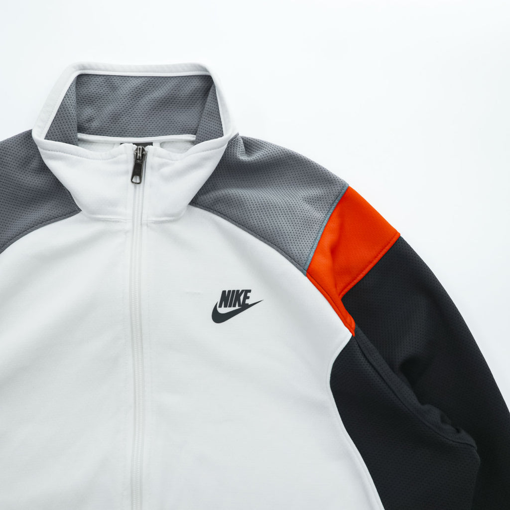 Vintage 90s 00s Nike Sportswear Colorblock Track Jacket White Black Orange Gray XL