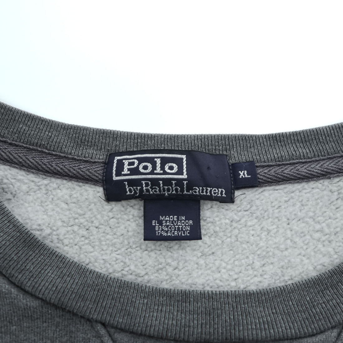 Polo Ralph Lauren 90年代 ヴィンテージ 前V スウェット トレーナー XL グレー 裏起毛 スモールポニー ロゴ 刺繍