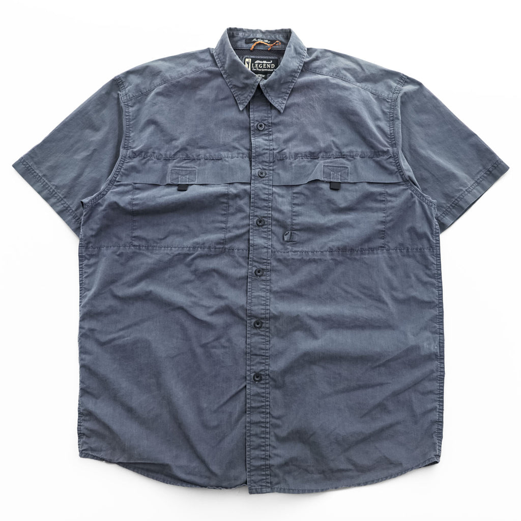 Eddie Bauer 90年代 ヴィンテージ 半袖 フィッシングシャツ M グレー メッシュ McNary Shirt LEGEND