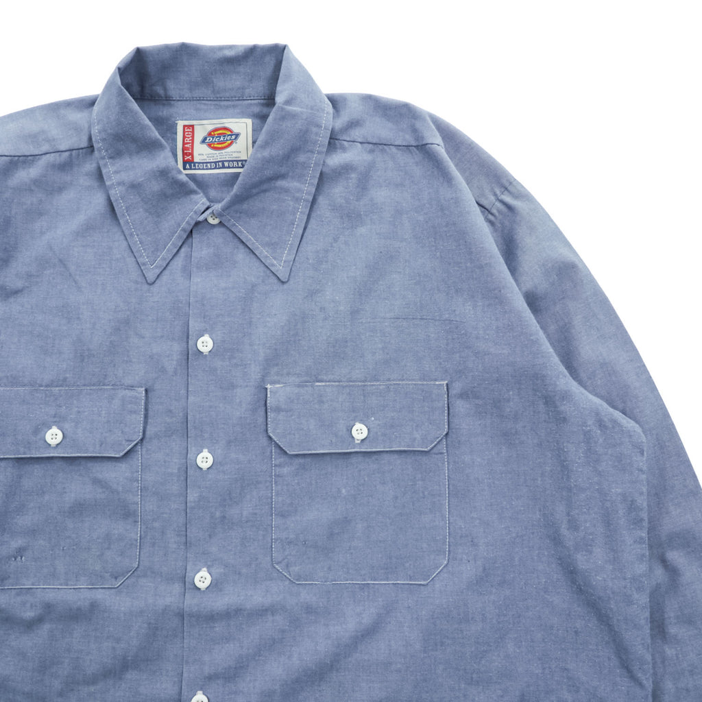 Dickies 長袖 シャンブレーシャツ XL ブルー ダブルポケット