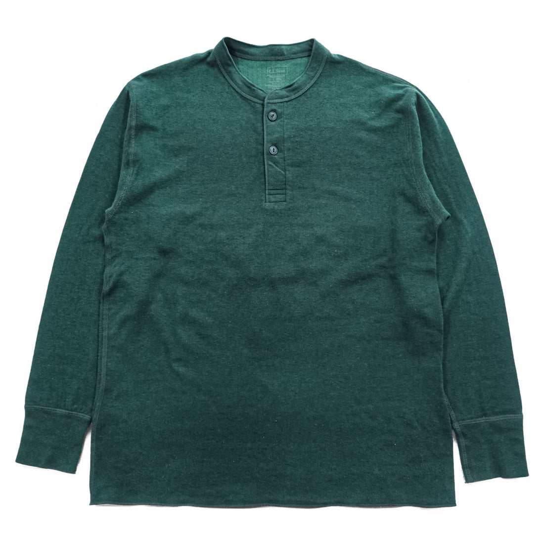 L.L.Bean カナダ製 長袖 ヘンリーネック ロングスリーブ Tシャツ ロンT L グリーン TRADITIONAL FIT