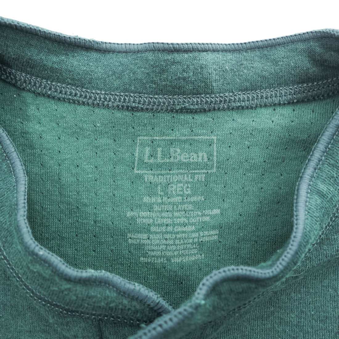 L.L.Bean カナダ製 長袖 ヘンリーネック ロングスリーブ Tシャツ ロンT L グリーン TRADITIONAL FIT