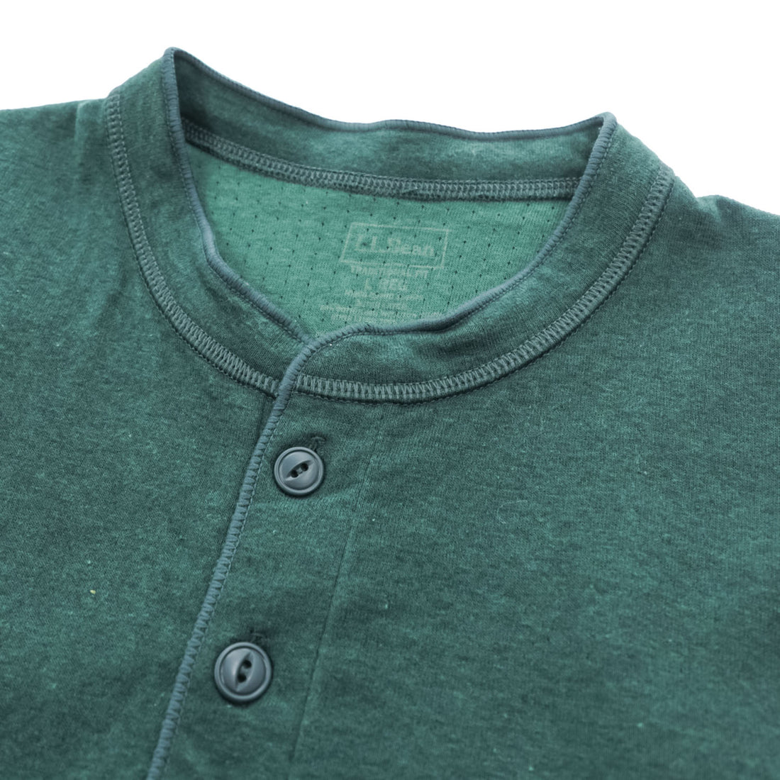 L.L.Bean カナダ製 長袖 ヘンリーネック ロングスリーブ Tシャツ ロンT L グリーン TRADITIONAL FIT