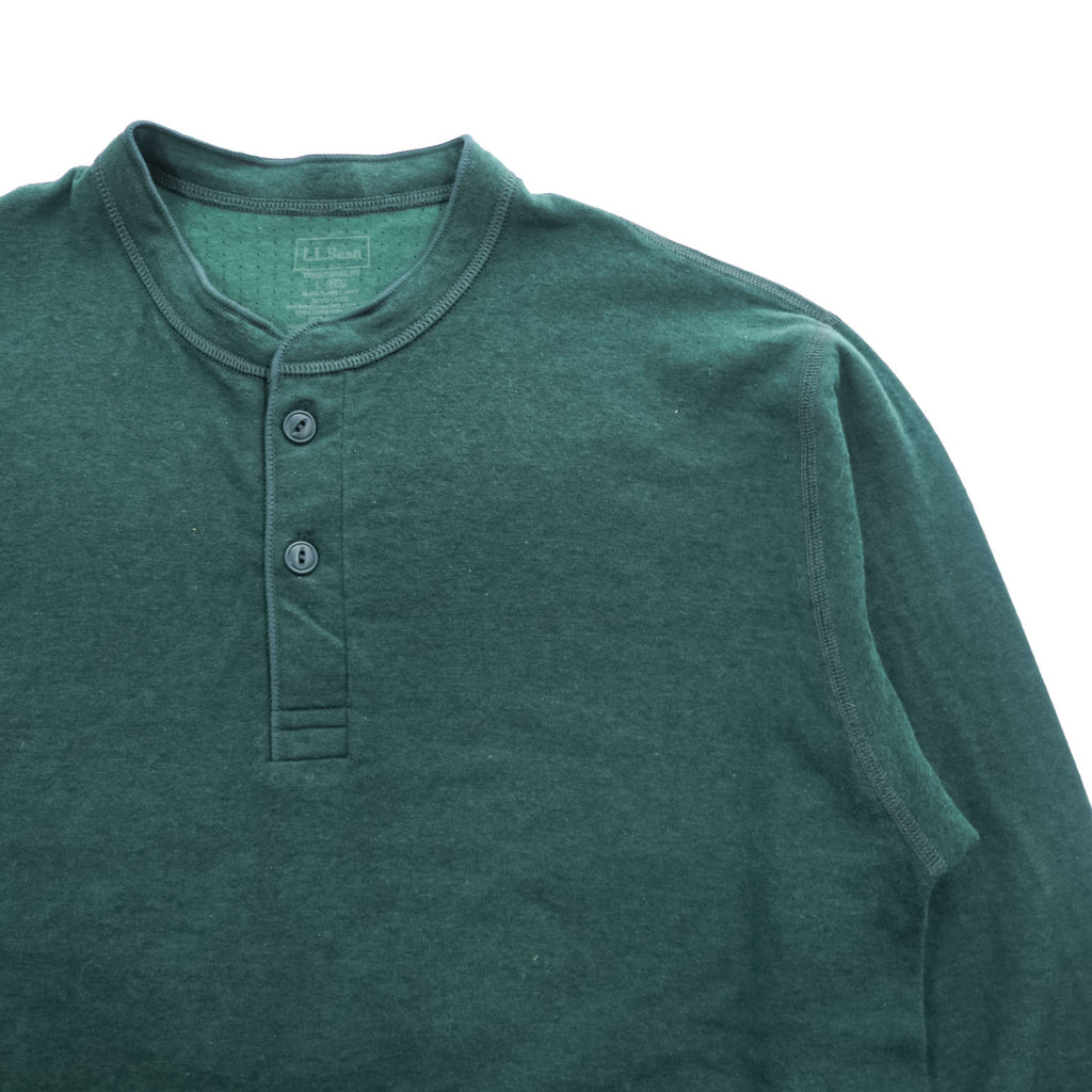 L.L.Bean カナダ製 長袖 ヘンリーネック ロングスリーブ Tシャツ ロンT L グリーン TRADITIONAL FIT