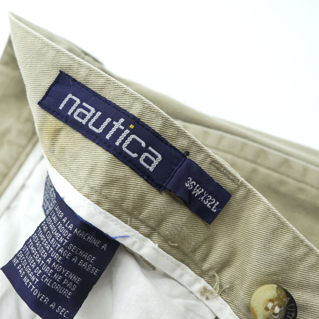 NAUTICA 90年代 ヴィンテージ 2タック ワイド チノパンツ L ベージュ プリーツ ダブルカフス