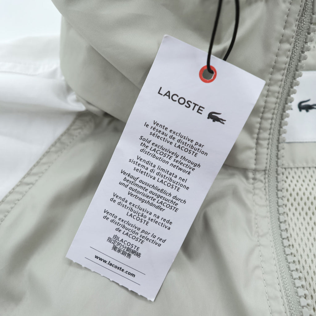 LACOSTE SPORT カラーブロック フーデッド ウインドブレーカー XL イエロー グレー メッシュ ドローコード フード収納式 BF1567 未使用品