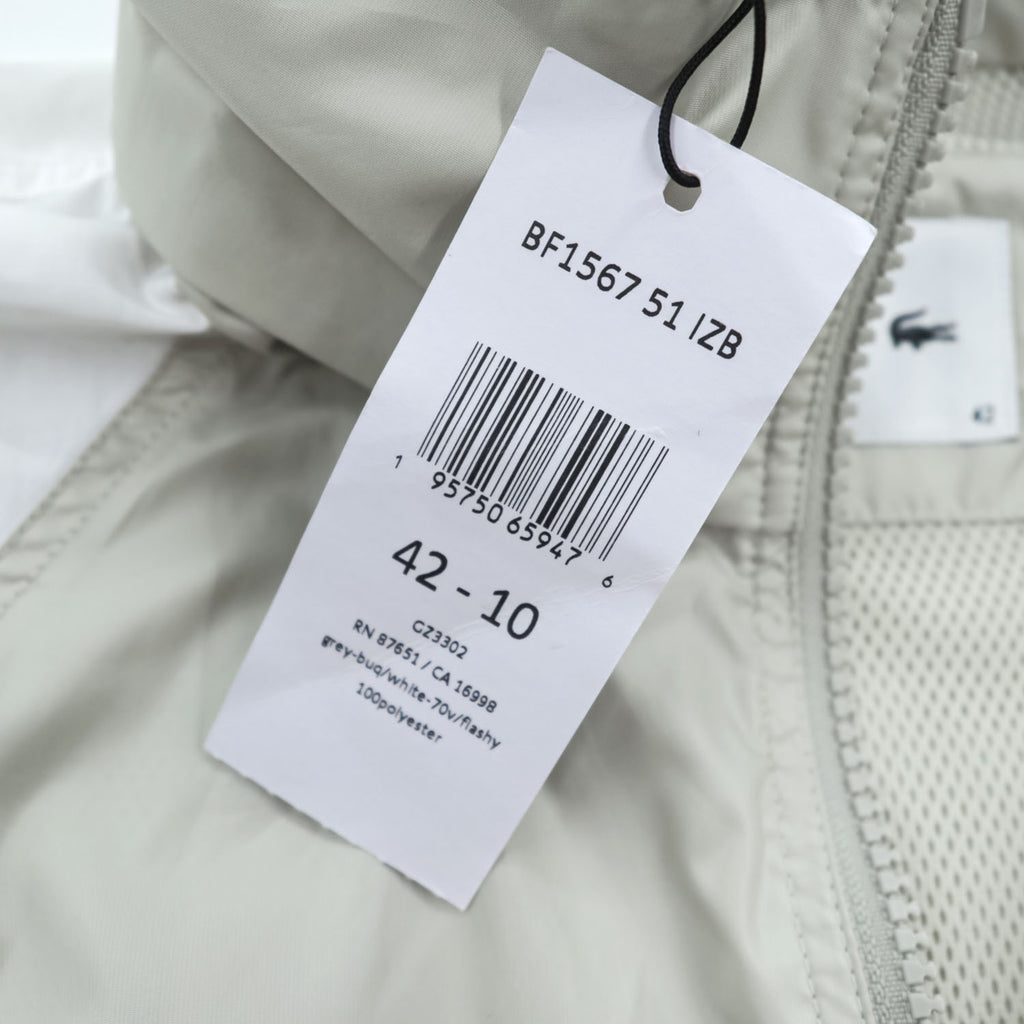 LACOSTE SPORT カラーブロック フーデッド ウインドブレーカー XL イエロー グレー メッシュ ドローコード フード収納式 BF1567 未使用品