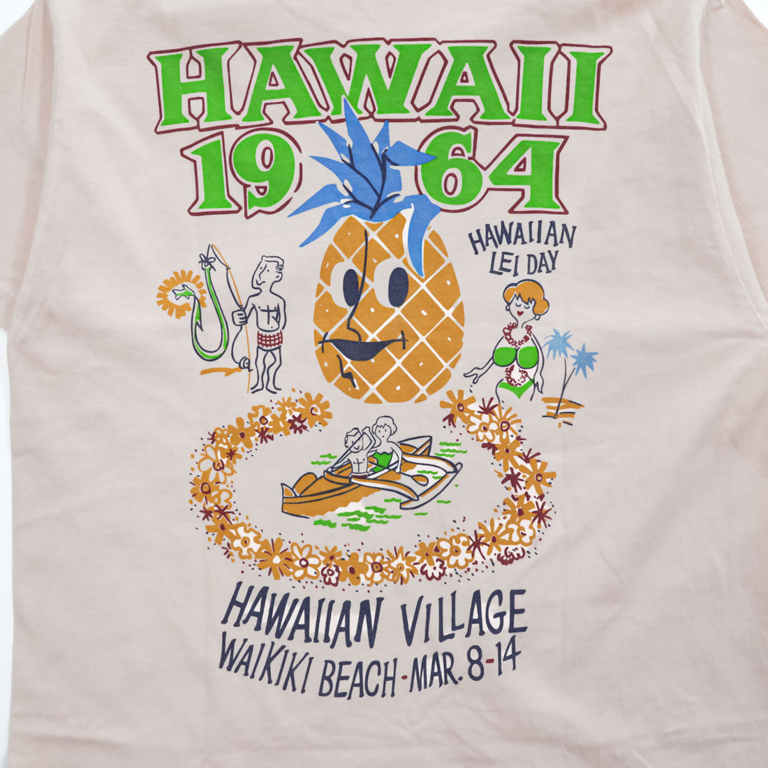 Sun Surf Hawaii 1964 Hawaiian Village Waikiki Graphic T-Shirt Pink Small USA