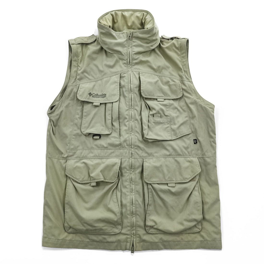 Vintage 90s Columbia PFG 2-Way Convertible Fishing Jacket Vest Hood M Beige