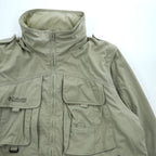 Vintage 90s Columbia PFG 2-Way Convertible Fishing Jacket Vest Hood M Beige