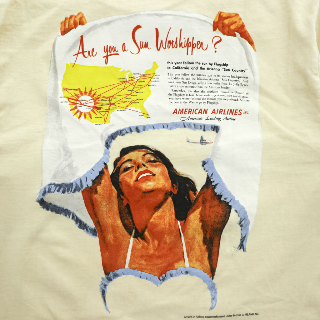 CHESWICK by SUGAR CANE 米国製 USA製 Tシャツ S イエロー 両面プリント GUARAN-TEE AMERICAN AIRLINES