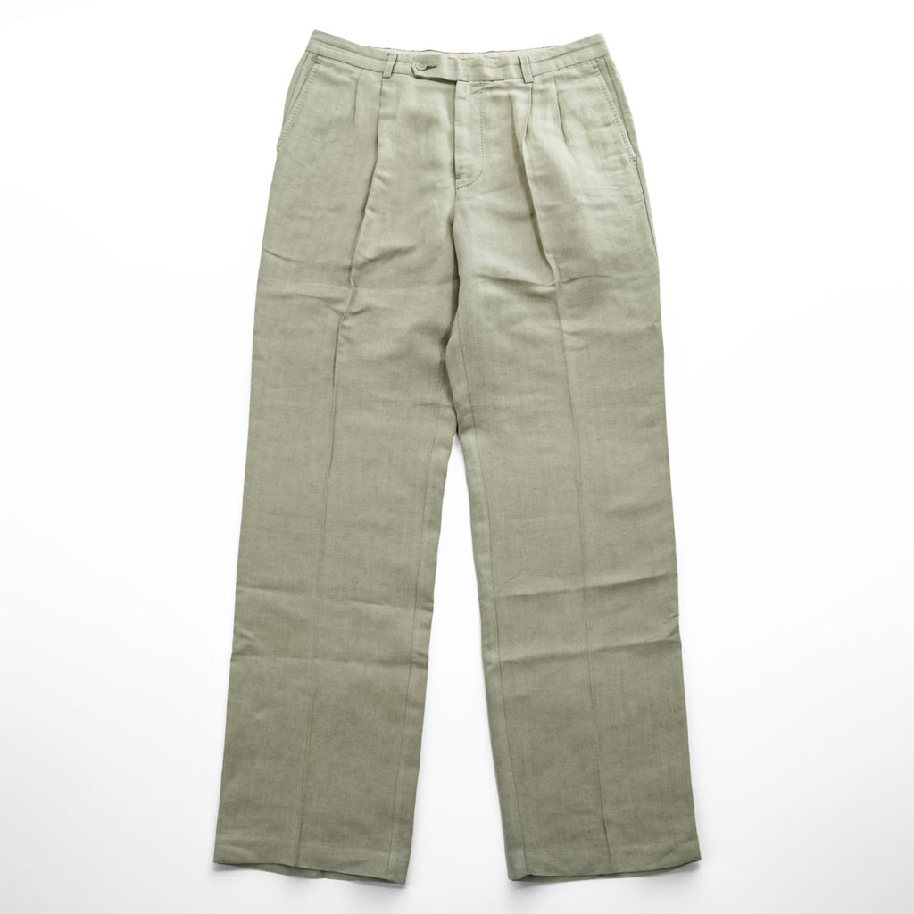 VINTAGE TOMMY BAHAMA L Beige Herringbone 2-Tuck Slacks