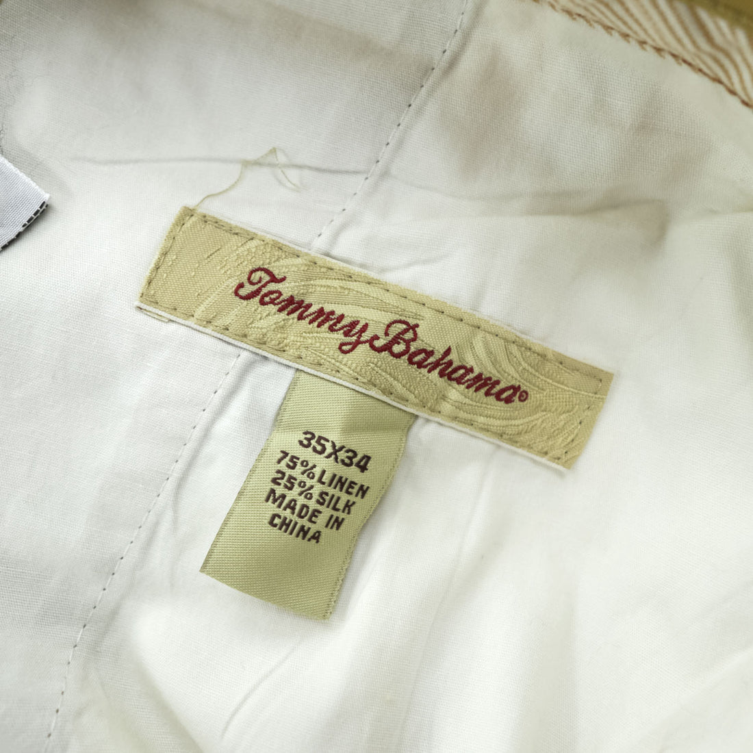 VINTAGE TOMMY BAHAMA L Beige Herringbone 2-Tuck Slacks