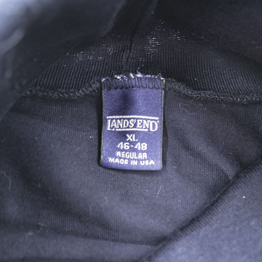 LANDS' END Made in USA 100% Cotton Turtleneck Long Sleeve Shirt Navy XL