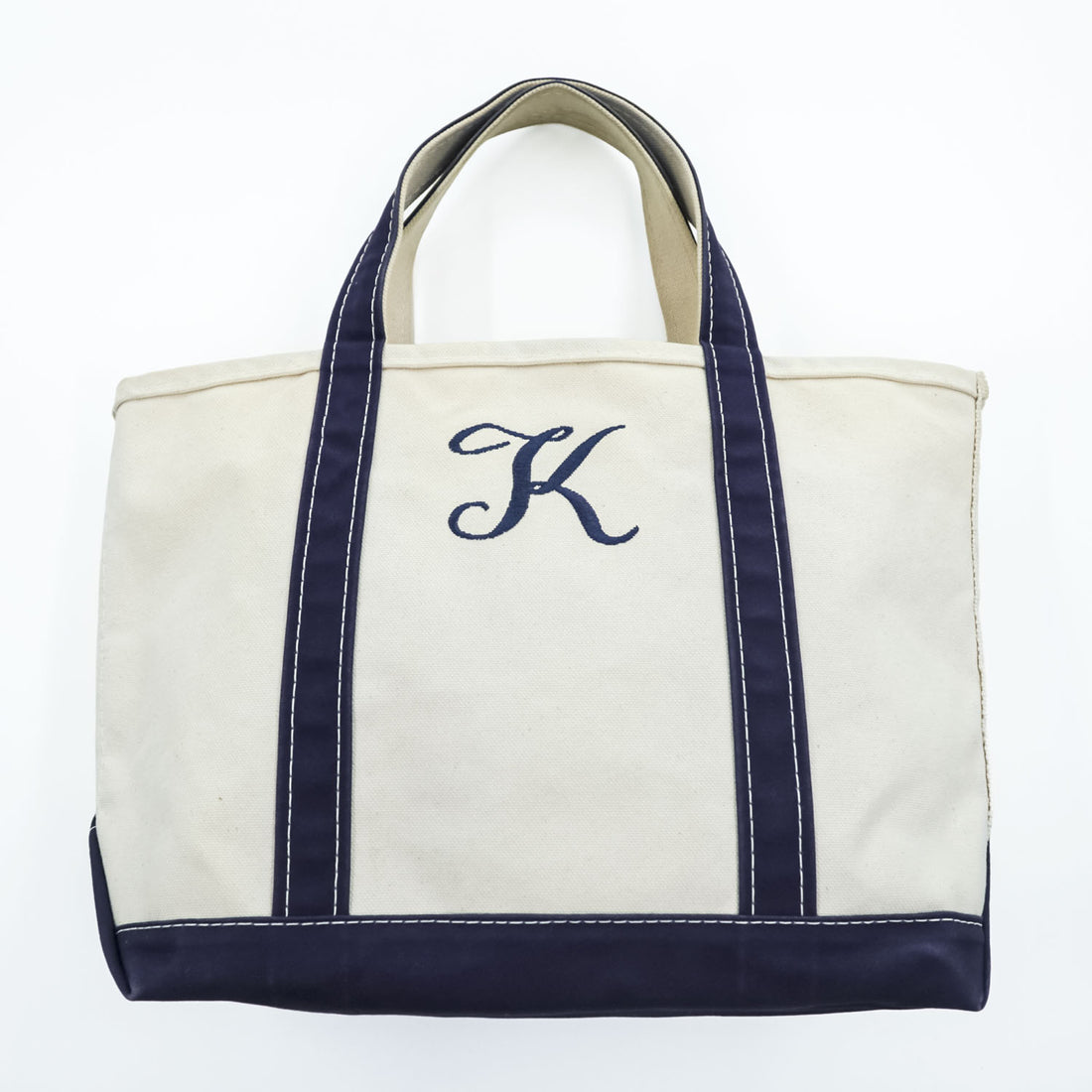 L.L.Bean 米国製 USA製 トートバッグ BOAT AND TOTE ホワイト ネイビー キャンバス 112636