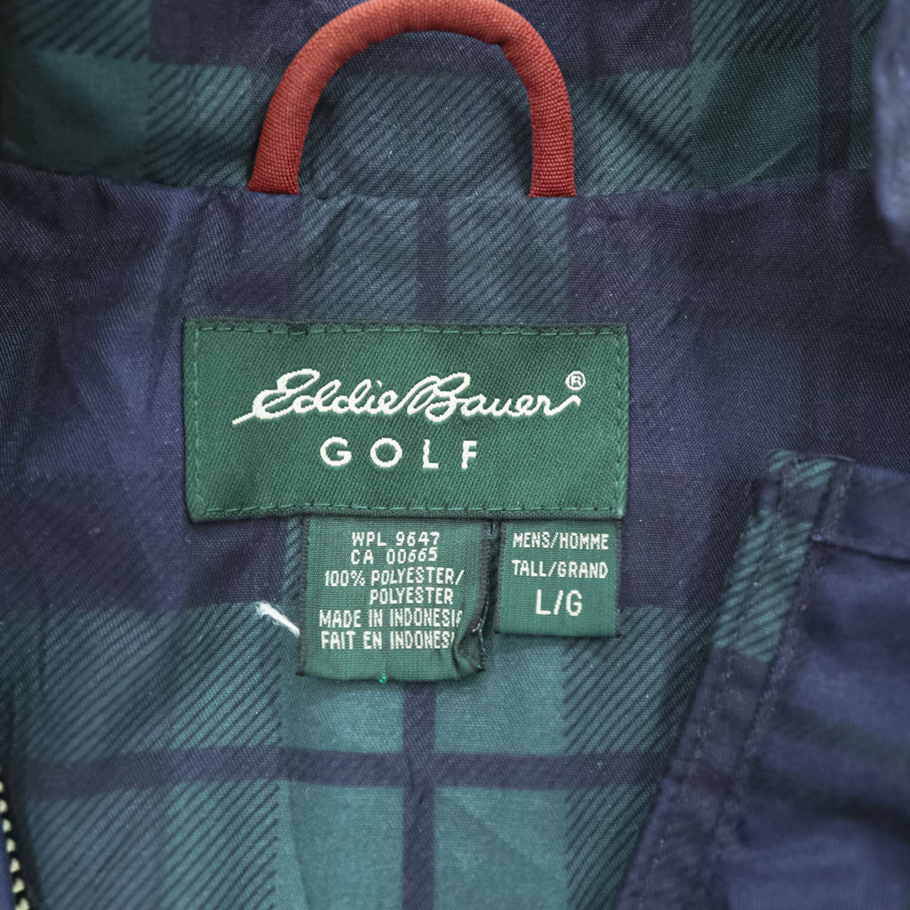 Eddie Bauer GOLF 90年代 ヴィンテージ プルオーバー ブルゾン ハーフジップジャケット L ネイビー グリーン ブラックウォッチ チェック