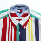 TOMMY HILFIGER 90年代 ヴィンテージ 長袖 シャツ XL マルチカラー ストライプ ボタンダウン