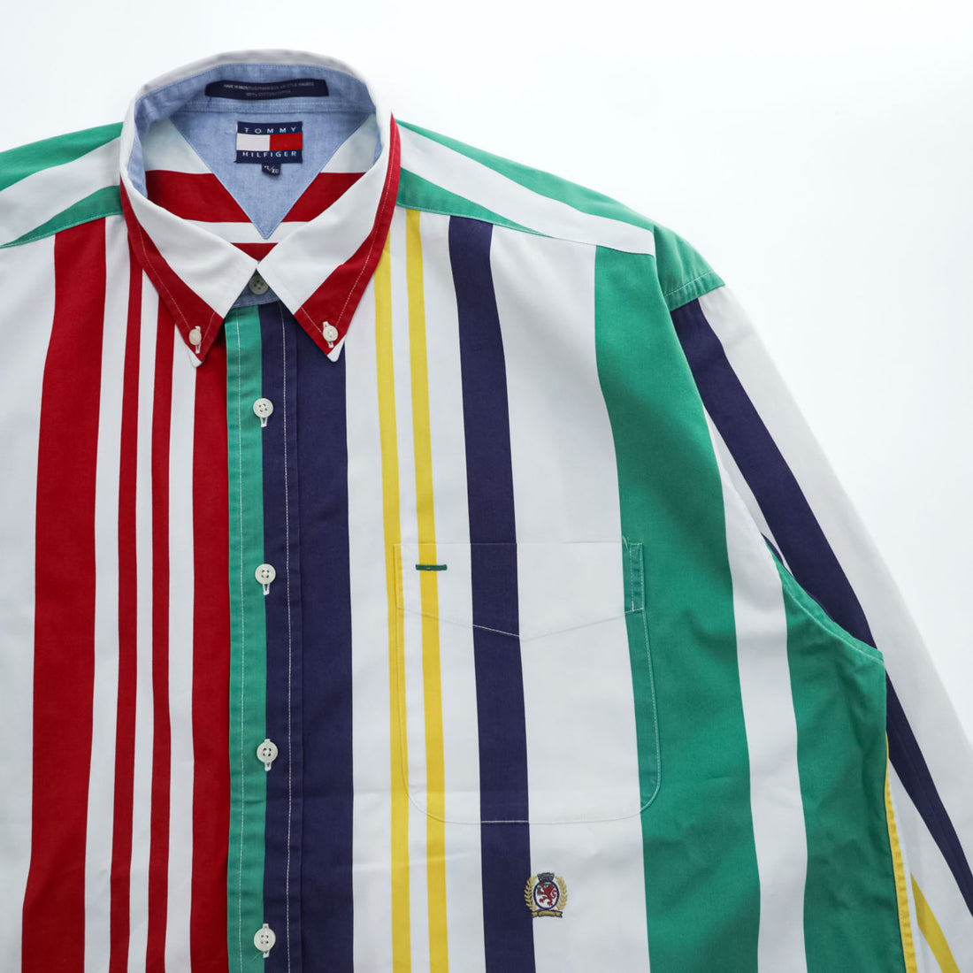 TOMMY HILFIGER 90年代 ヴィンテージ 長袖 シャツ XL マルチカラー ストライプ ボタンダウン