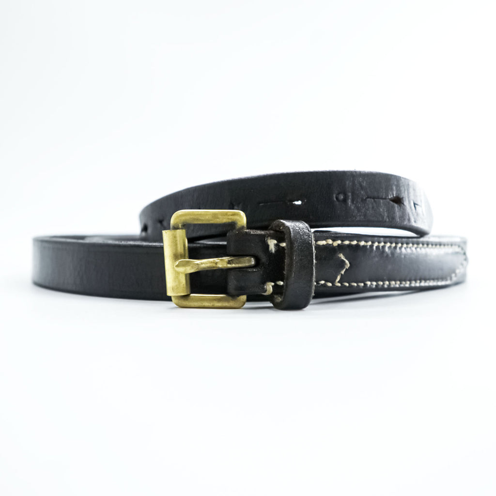 REAL HARNESS × TOMORROWLAND イギリス製 レザー ナロー ベルト ステッチ 真鍮 ゴールドバックル イングランド製