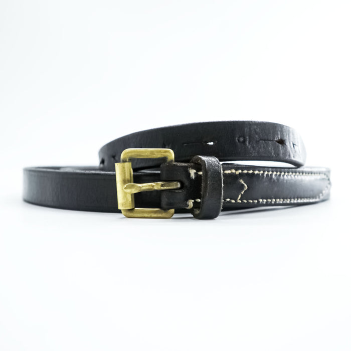 REAL HARNESS × TOMORROWLAND イギリス製 レザー ナロー ベルト ステッチ 真鍮 ゴールドバックル イングランド製