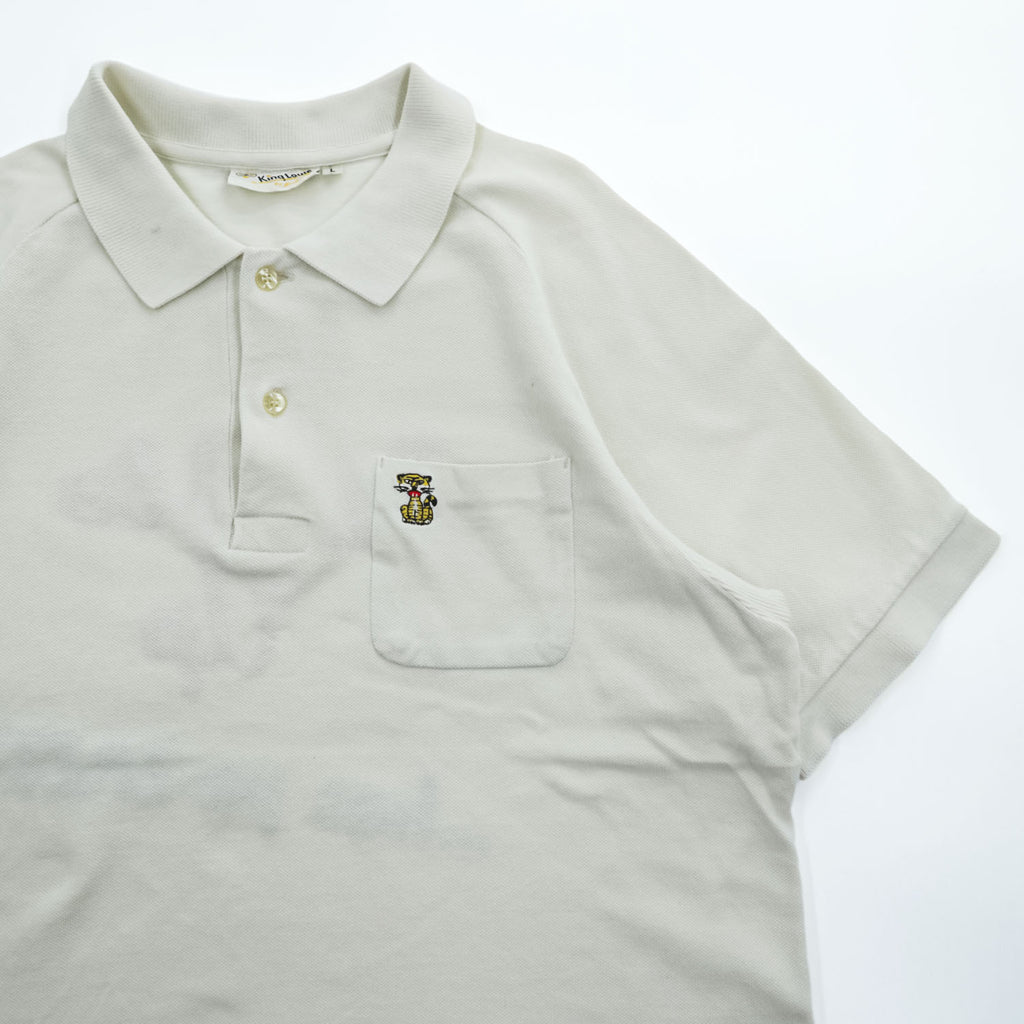 Made in Japan Rugby Shirt, Size L, White, BUBBLE UP BOWLING POLO, King Louie, Toyo Enterprise, Authentic Reproduction, Piqué Fabric, Chain Embroidery, KL76991 KL76992