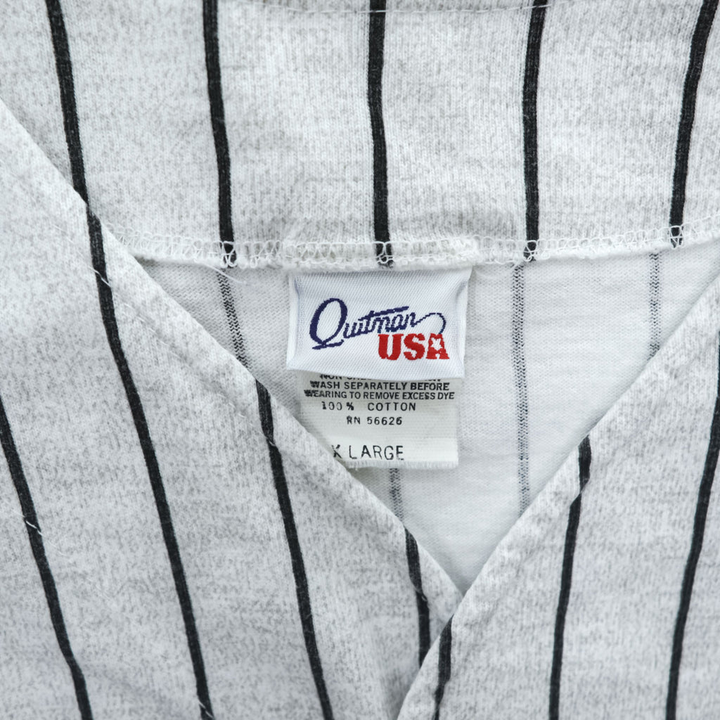 90s Vintage Baseball Jersey Quitman ベースボールシャツ 半袖シャツ XL グレー ストライプ  USA製 90年代