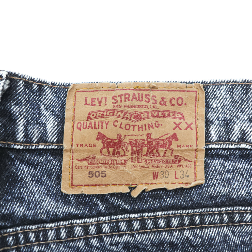 Levi Strauss USA-Made 90s Vintage Denim Pants Jeans Size M Indigo Blue Bleached Chemical Wash 505-4865