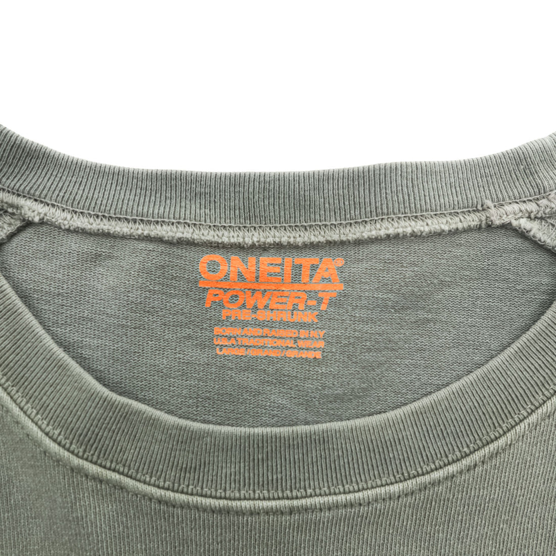 ONEITA ピグメント加工 ポケットTシャツ SUPER HEAVY TEE L カーキ グリーン  2122-004ON