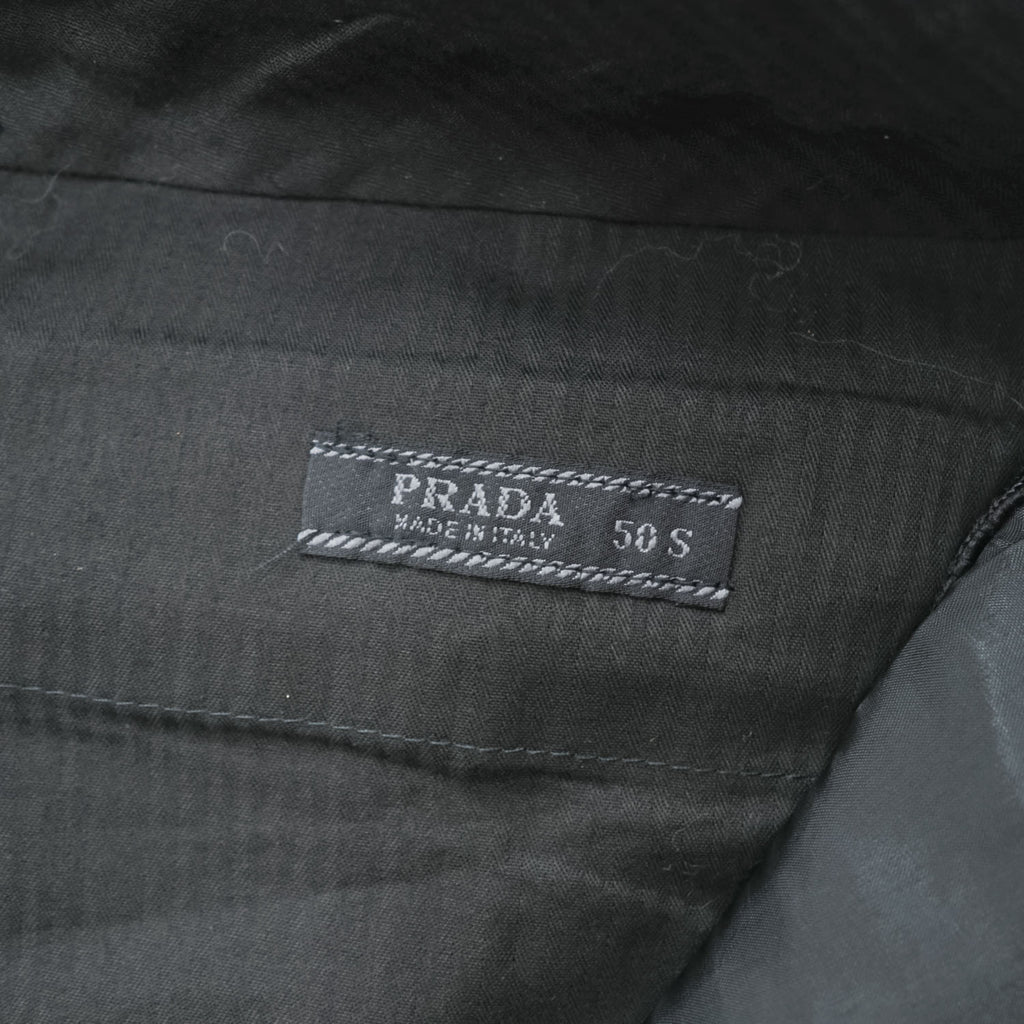PRADA イタリア製 モヘア ウール スラックス パンツ L ブラック ダブルカフス