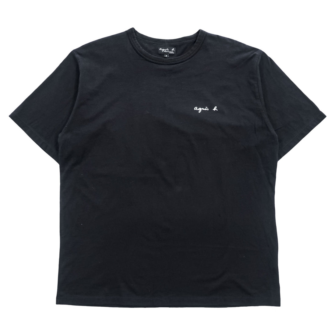 agnes b. T-Shirt L Black with one-point logo EY16S179