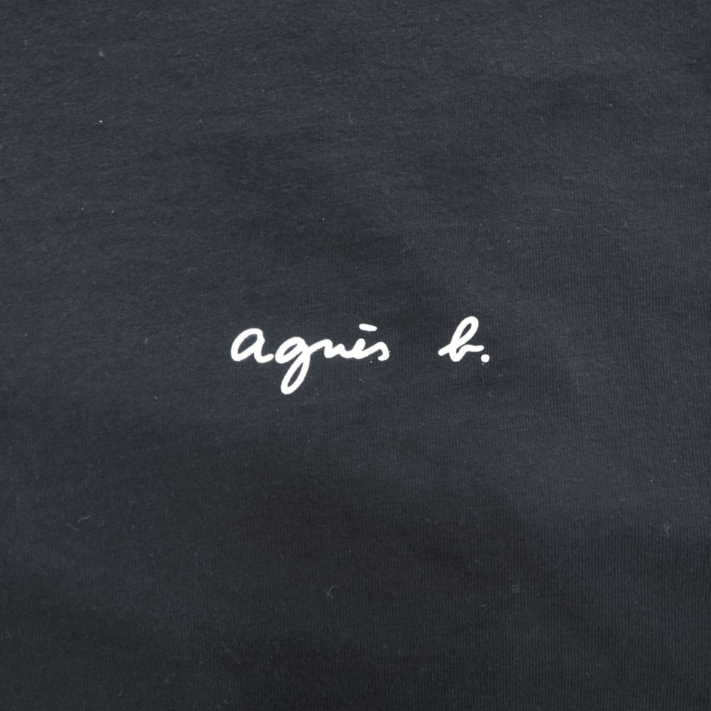 agnes b. T-Shirt L Black with one-point logo EY16S179