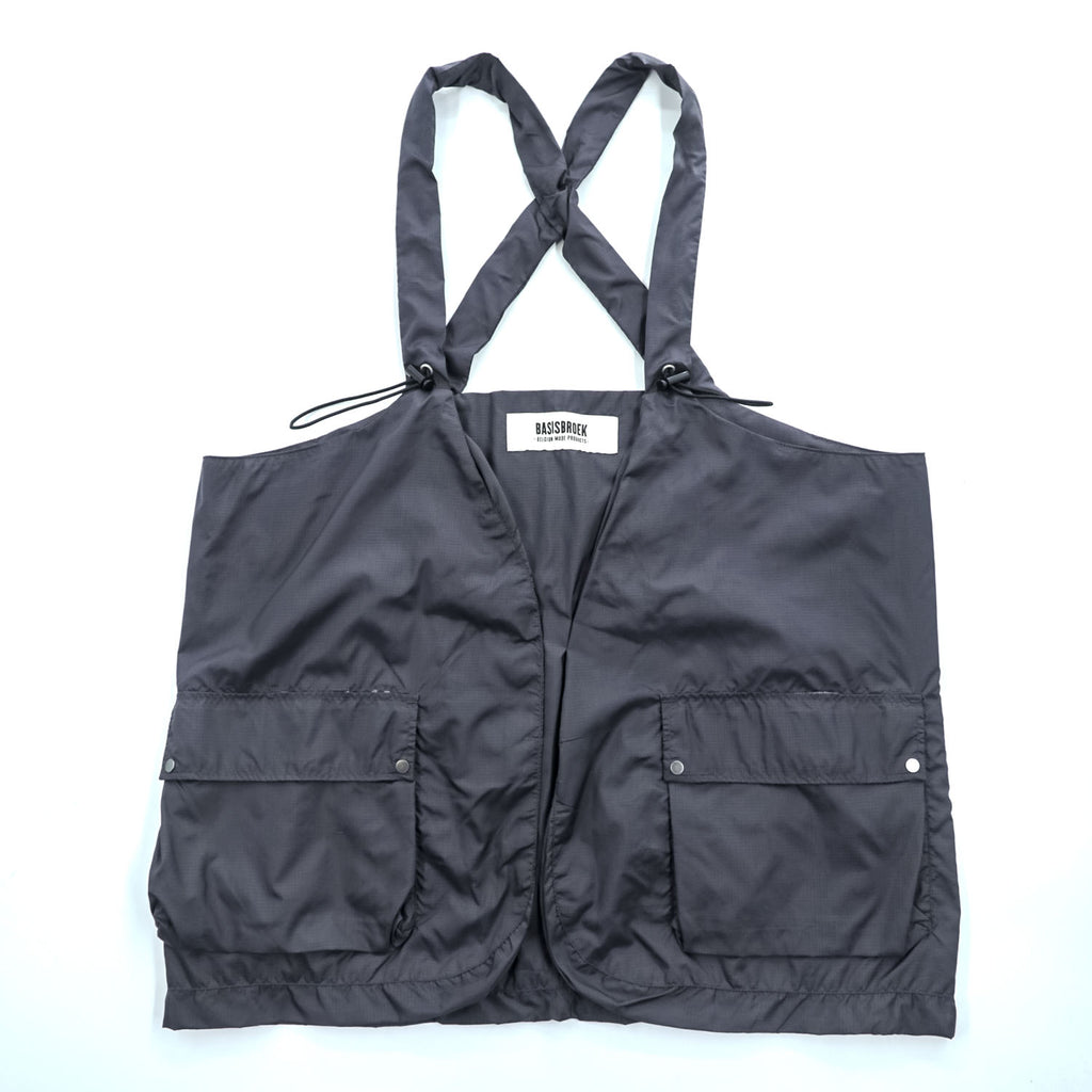 BASISBROEK ナイロン ユーティリティベスト ZAMIA グレー リップストップ ドローコード バックポケット ベルギー製