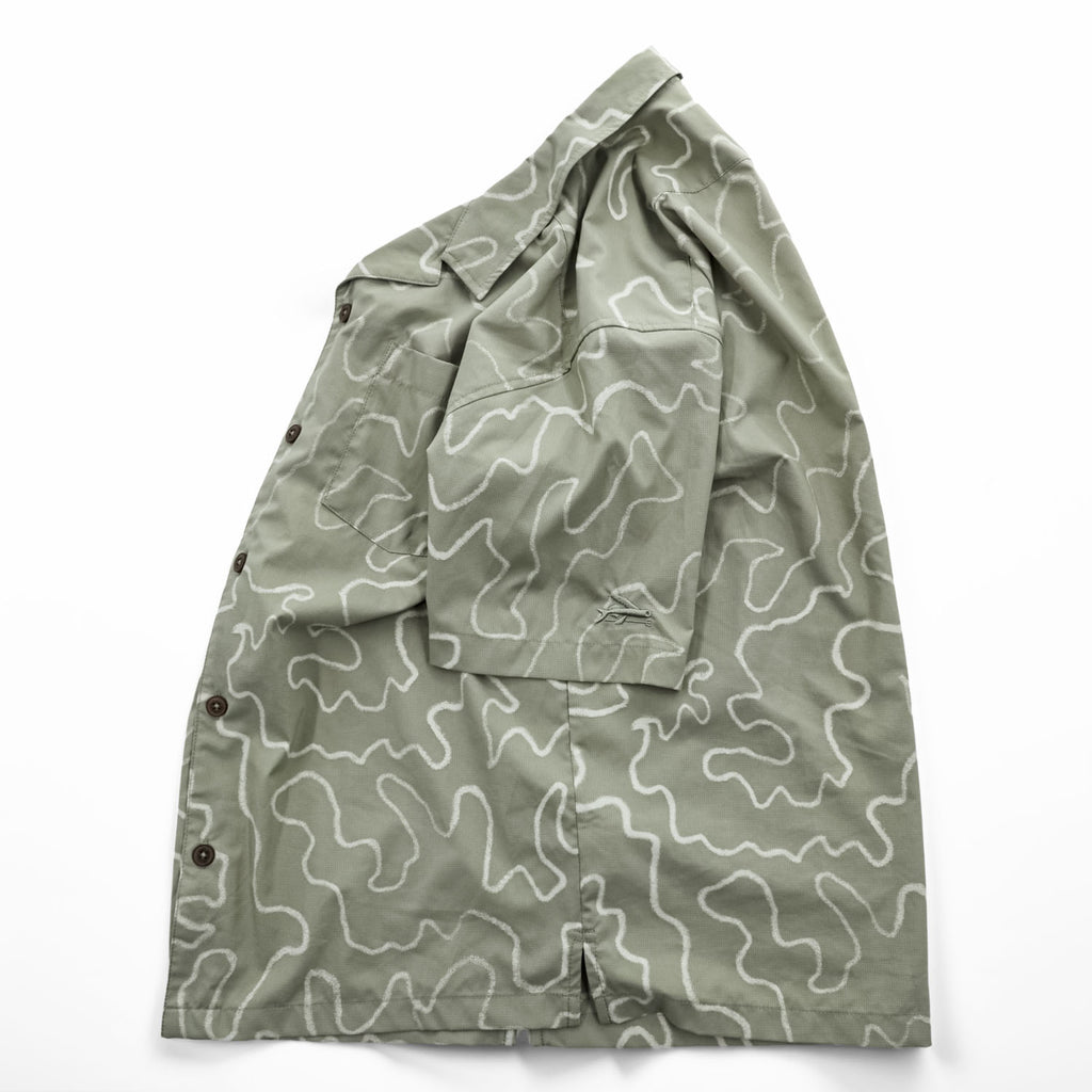 Patagonia Spring 2020 Patterned Short Sleeve Open Collar Shirt STY86205 Size S Sage Green