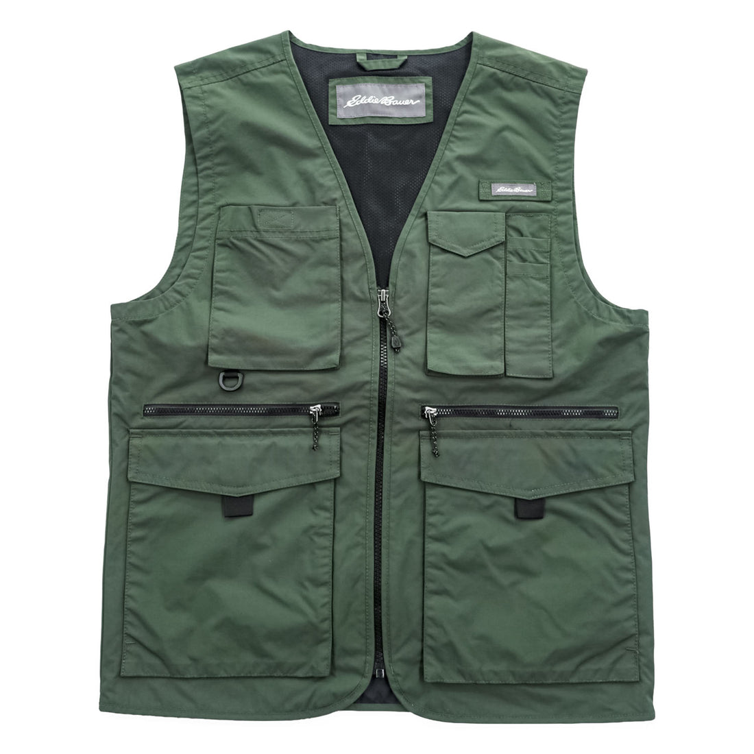 Eddie Bauer ナイロン マルチポケット フィッシングベスト M カーキ グリーン メッシュ 11012343