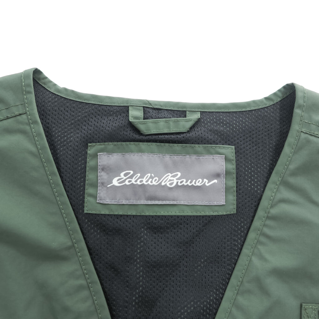 Eddie Bauer ナイロン マルチポケット フィッシングベスト M カーキ グリーン メッシュ 11012343