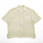 FACCIES 半袖 メッシュシャツ パッチワーク クロシェニット M ベージュ Re / C Mesh Pw Sh F23S07001 日本製 STUDIOUS取扱い