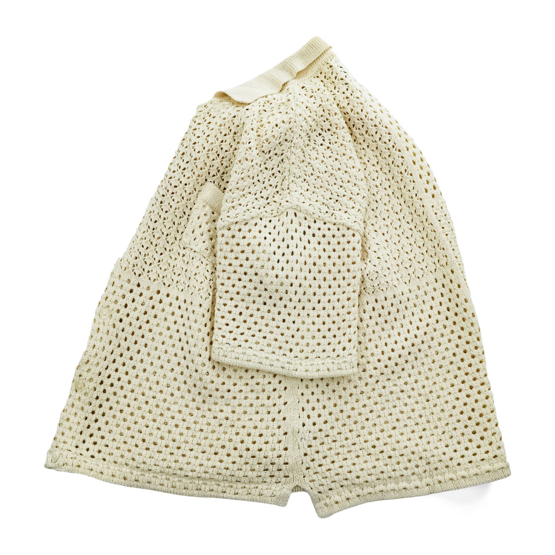 FACCIES 半袖 メッシュシャツ パッチワーク クロシェニット M ベージュ Re / C Mesh Pw Sh F23S07001 日本製 STUDIOUS取扱い